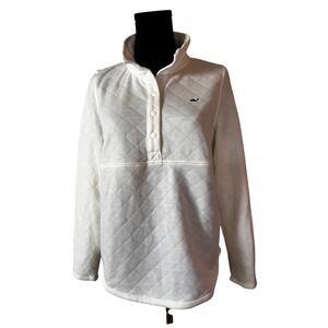 Vineyard Vines Diamond Quilted Snap Pullover Marshmallow White 2K004621-111 SM